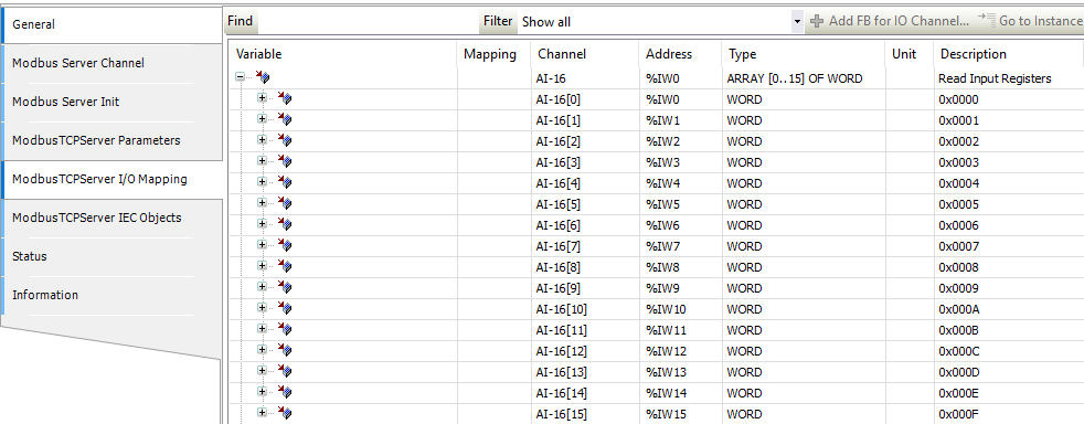 Codesys Modbus Server I/O Mapping