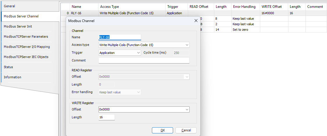 Codesys Modbus Server Channel