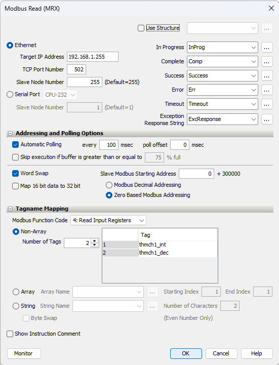 Productivity Suite Modbus Config