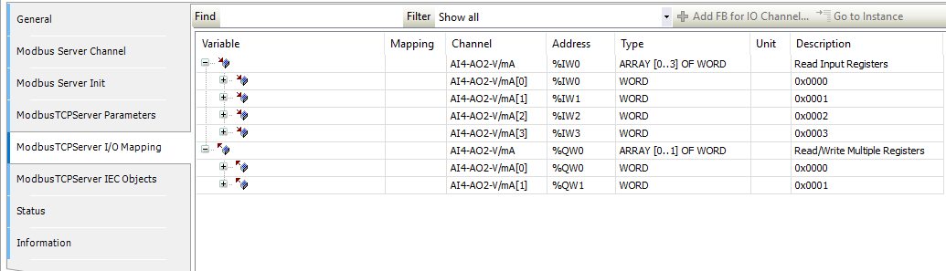 Codesys Modbus Server I/O Mapping
