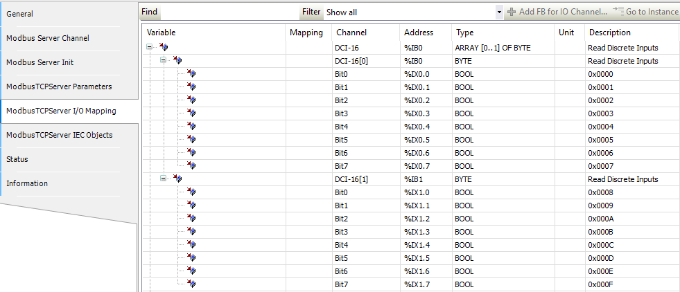 Codesys Modbus Server I/O Mapping