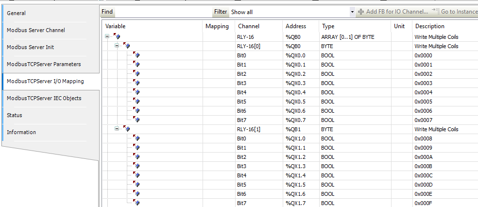 Codesys Modbus Server I/O Mapping