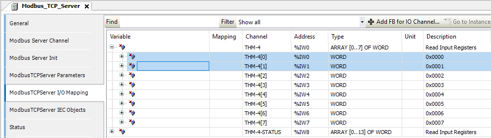 Codesys Modbus Server I/O Mapping