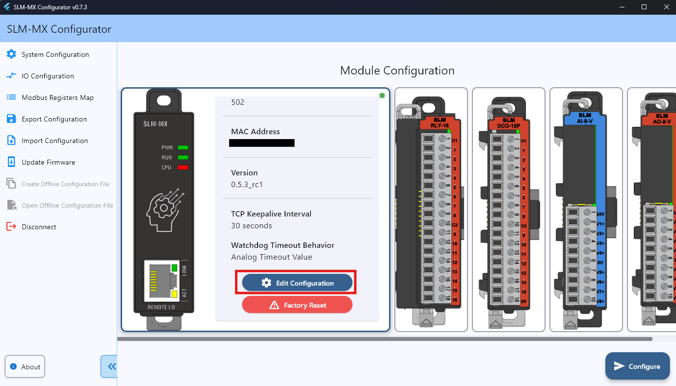 Edit Configuration Button