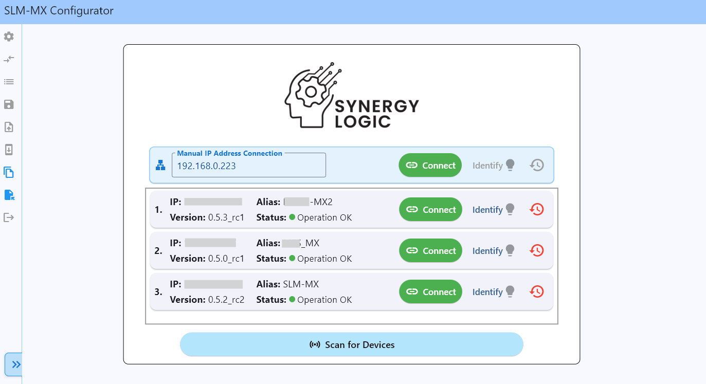 Initial Scanning Page
